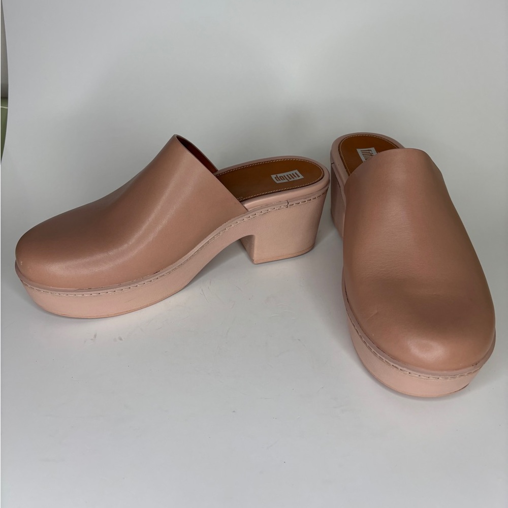 FitFlop CushX Chunky-Heel Mules – platform Beige Size US 9 EU 41 Comfort Clog - Picture 10 of 16